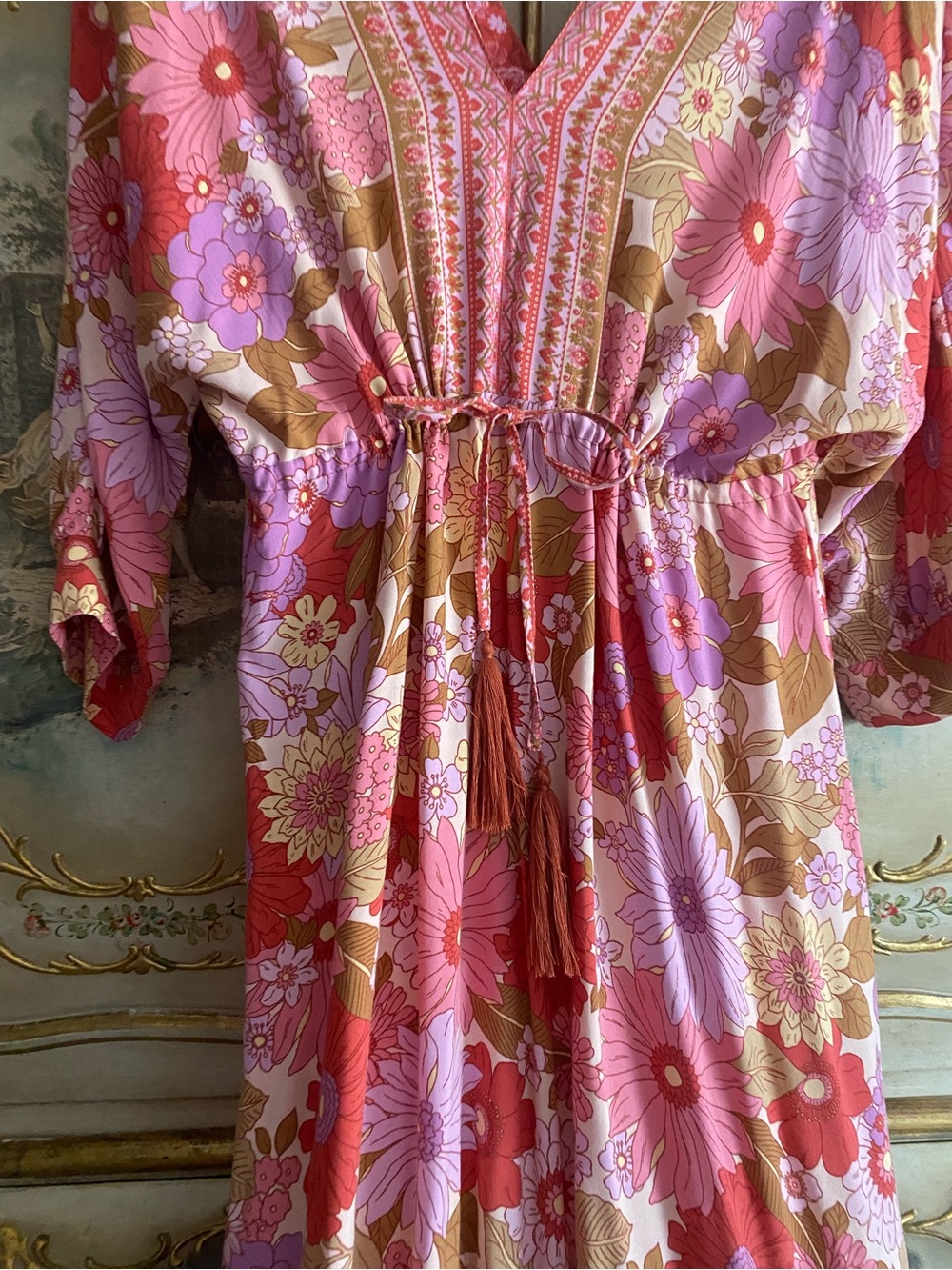 Pink Lily Boho Retro Flower Floral Maxi Dress - Picture 2 of 5